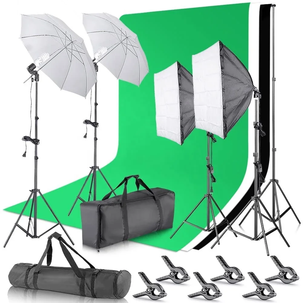 Photography Lighting Kit With Backdrop - Photography Photo Studio Accessories Softbox Lighting