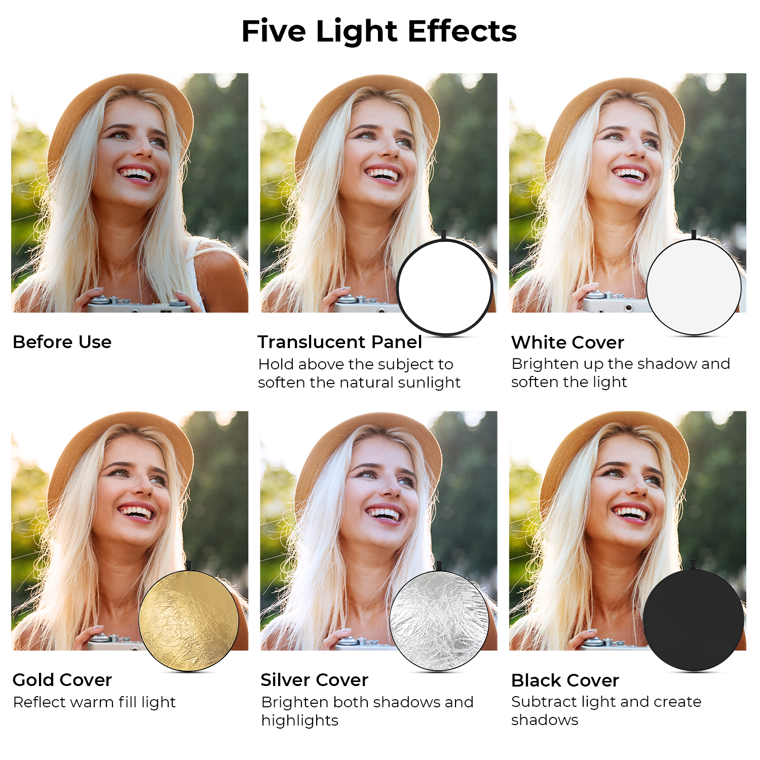 K&F CONCEPT 56/80/110cm 5-in-1 - Photography Lighting Reflector review and price