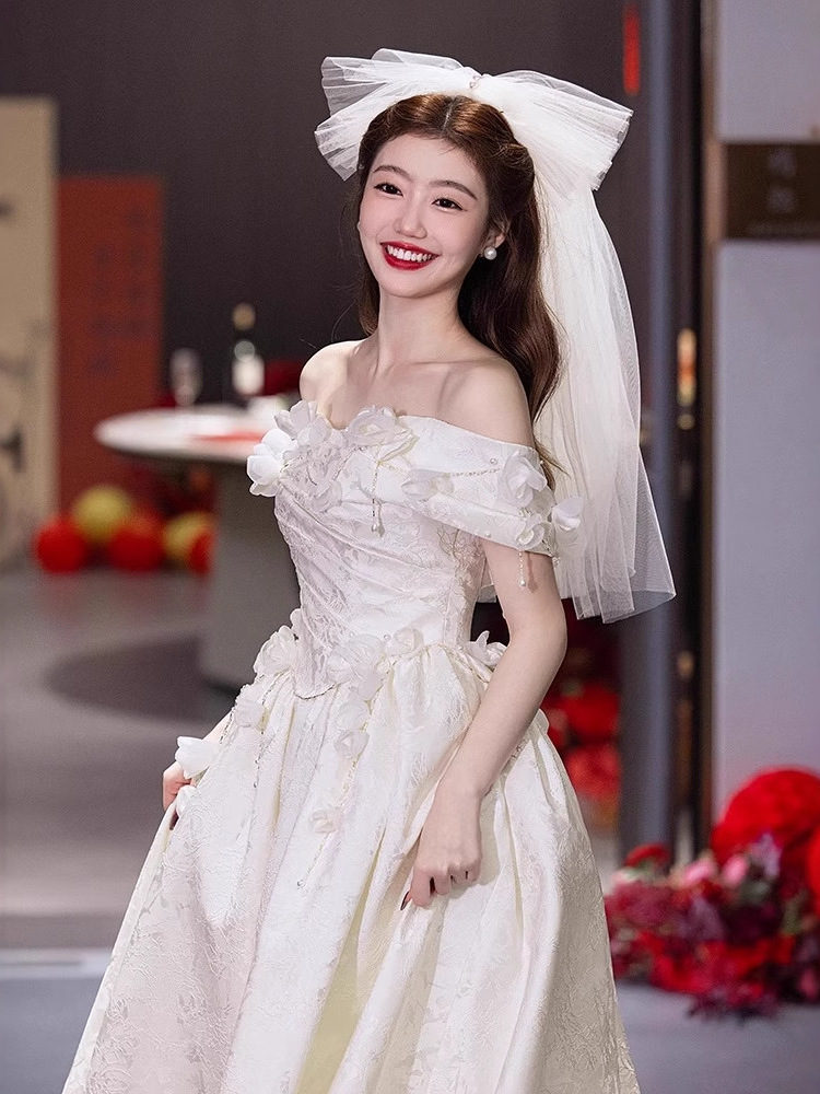 White One-Shoulder Bridal Gown - Photography Lighting Wedding Reception review and price